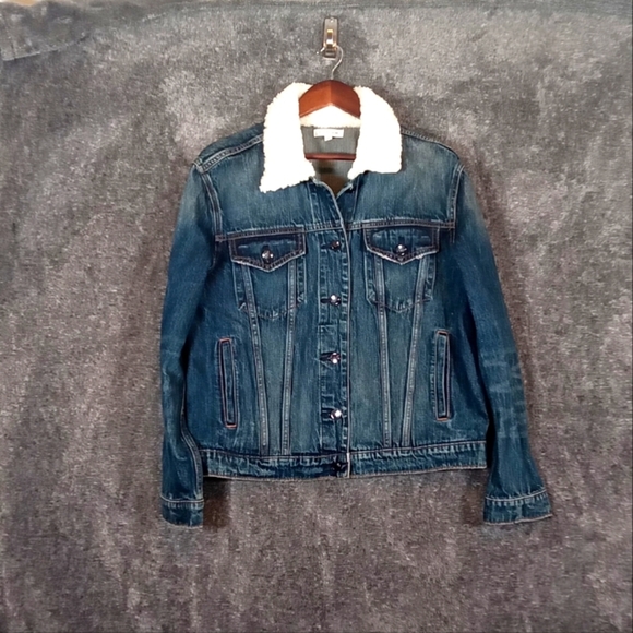 Good American Jackets & Blazers - Good American Trucker boyfriend sherpa collar women's small